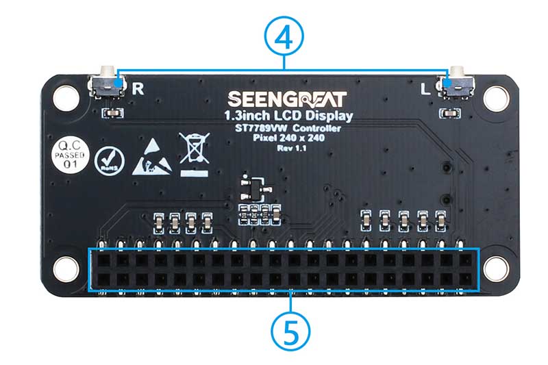 Back view of 1.3inch TFT LCD Display