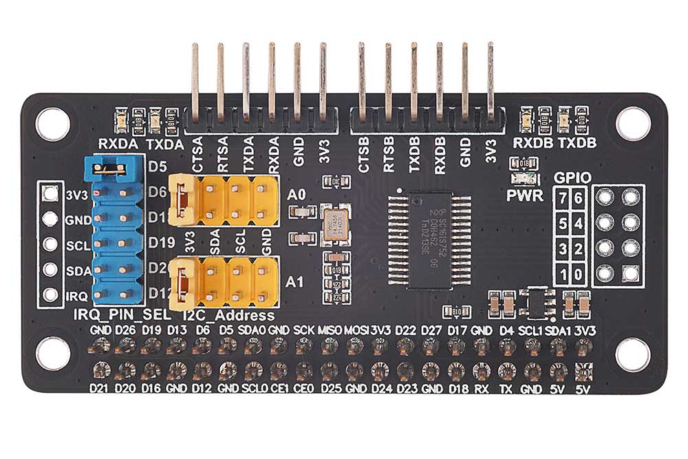 Serial Expansion HAT for Raspberry Pi Onboard SC16IS752, Expand 2 Serial Ports and 8 GPIOs