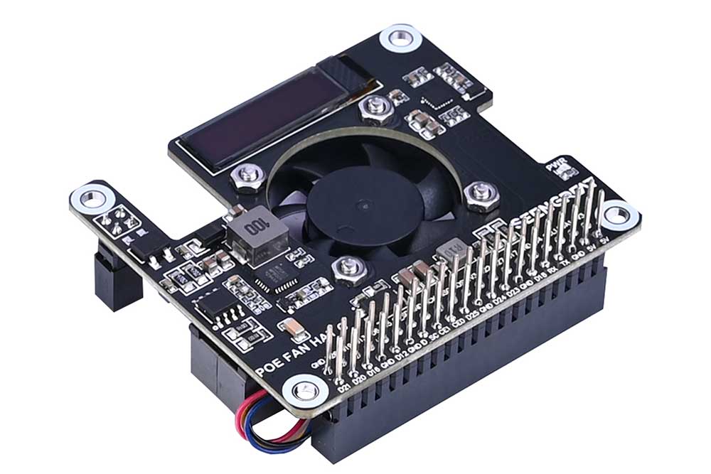 Power over Ethernet HAT for Raspberry Pi 5 with OLED Display and Fan POE HAT Module