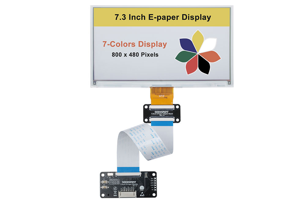 7.3inch E-Paper Display 7-Color E-Ink Display Module for Raspberry Pi, Arduino 800×480 Resolution