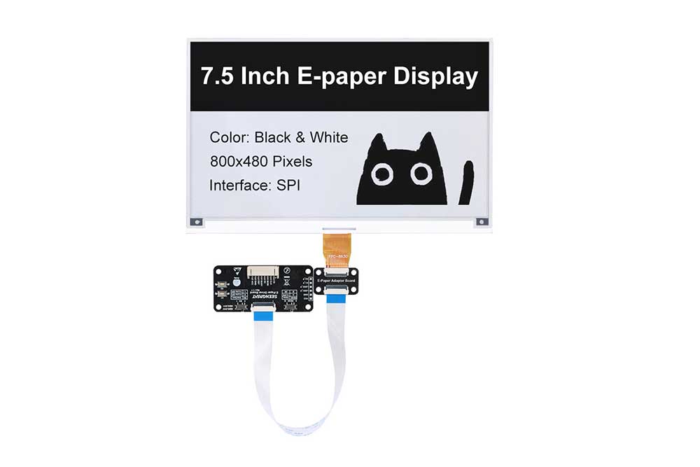 7.5inch E-Paper Display Monochrome Expansion HAT 800x480