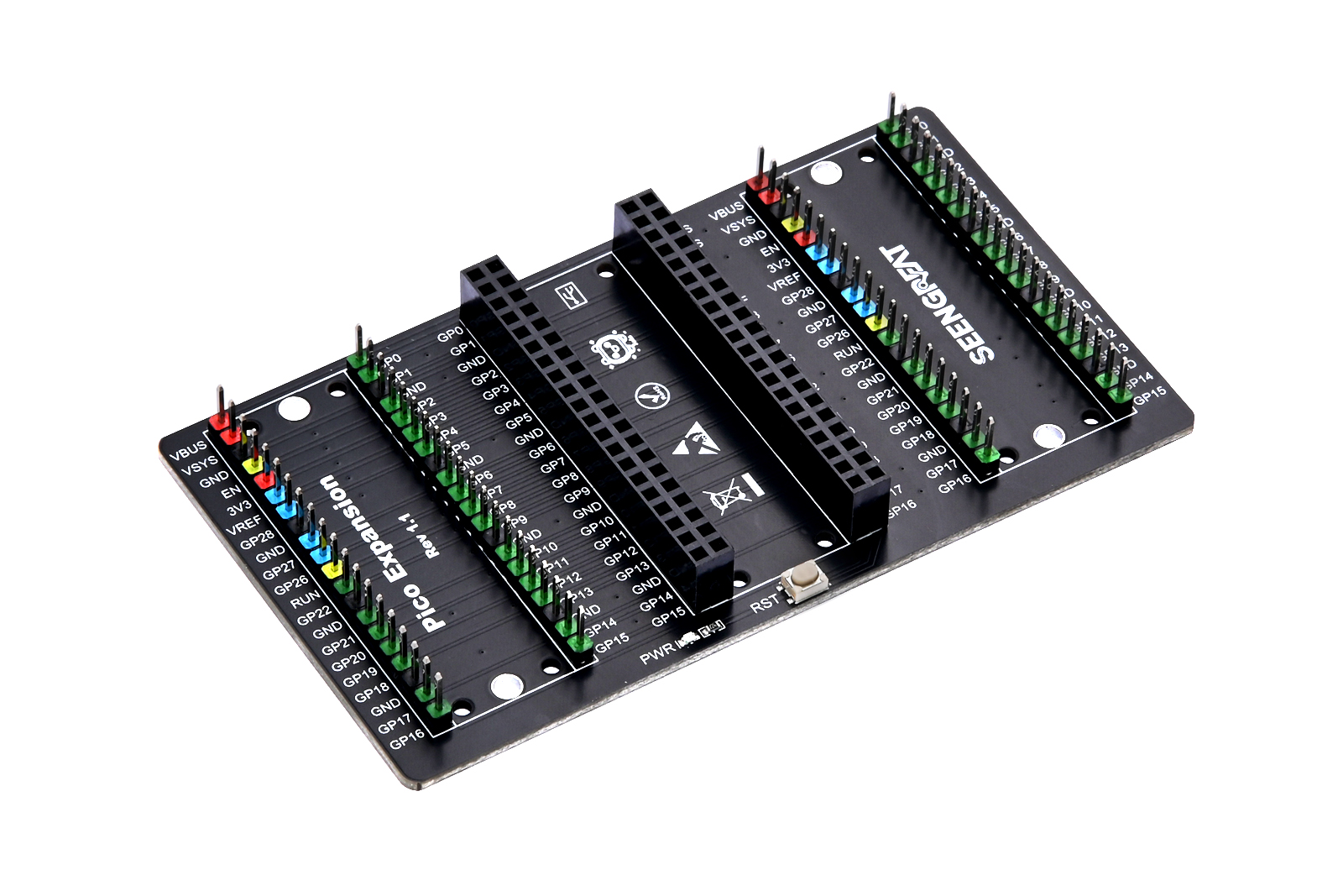 RPi Pico Expansion Board with Dual Headers and Reset Button