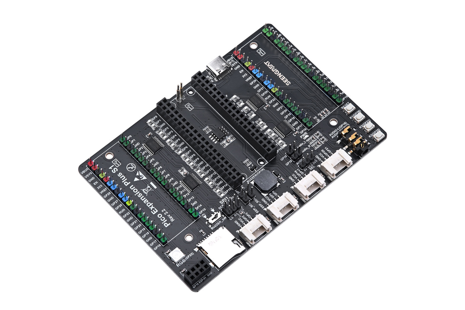 Raspberry Pi Pico Expansion Board, Dual GPIO Expander, Two Sets of Pins