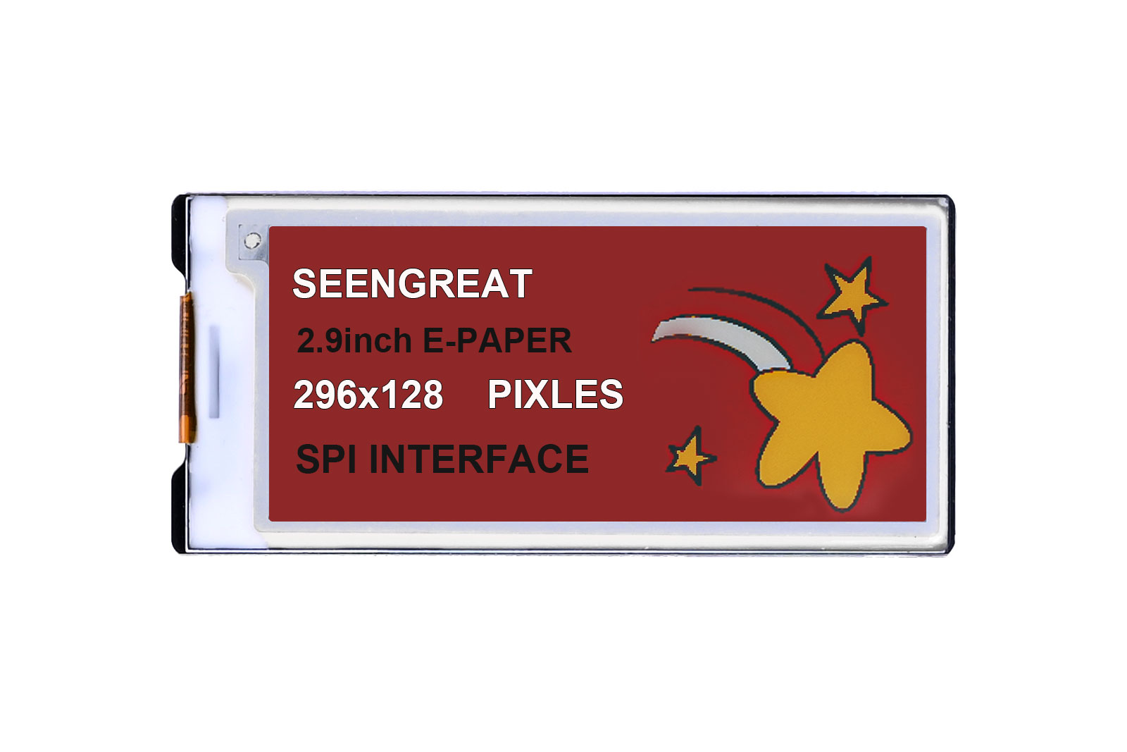 2.9-Inch 4-Color E-Paper Display - Black/White/Red/Yellow - 296x128 Resolution - SPI Interface