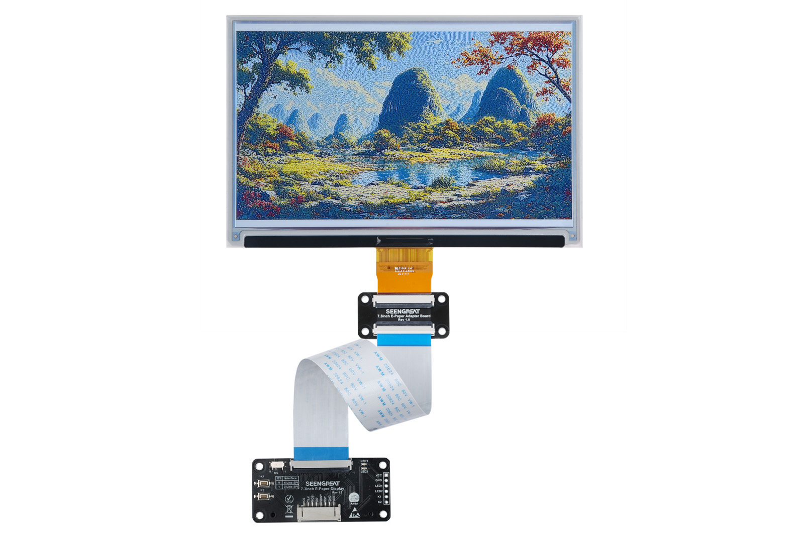 7.3inch E-Paper Display E6 E-Ink Display Module for Raspberry Pi, Arduino 800×480 Resolution