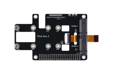 Pi 5 PCIe to Dual M.2 Adapter Board, Compatible with 2280/2260/2242/2230 NVMe SSDs, HAT+ Standard