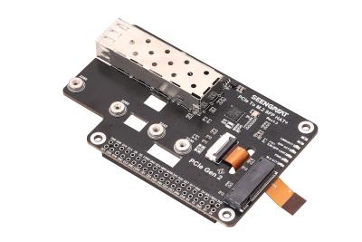 Pi 5 PCIe to M.2 & SFP Gigabit Ethernet Adapter, Supports 2280/2260/2242/2230 NVMe SSD, HAT+ Standar