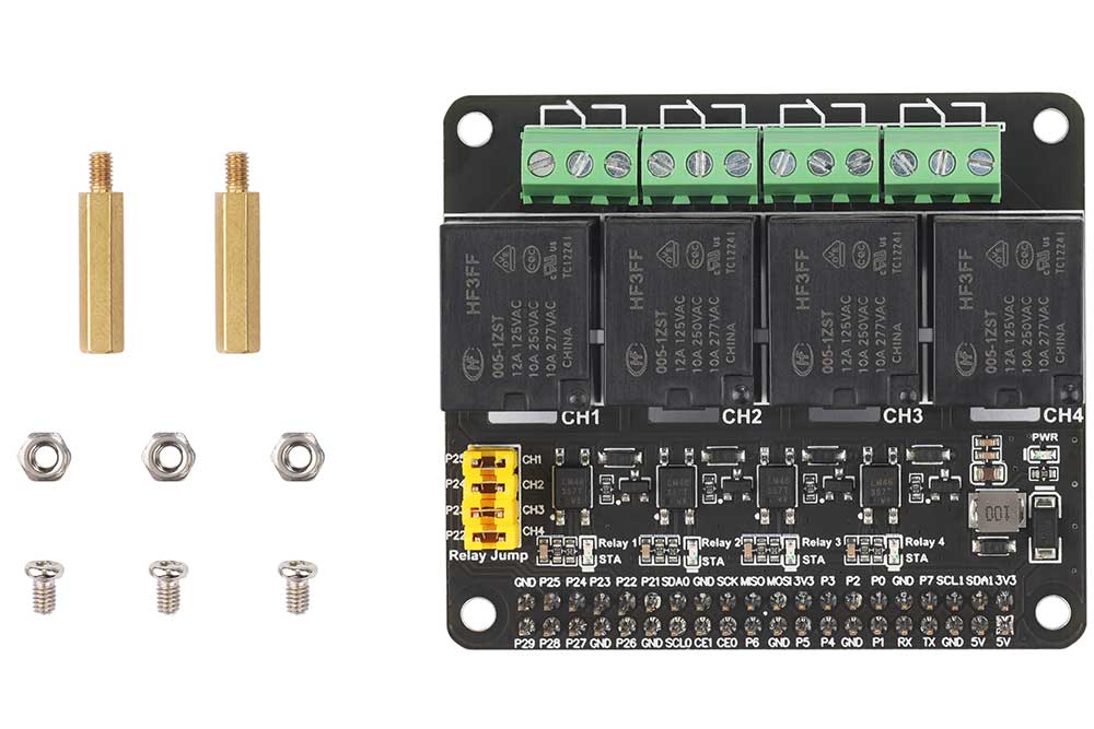 Module HAT 4 relais PiRelay 4 SKU06670 SB Components - Cartes d'extension,  HATs et modules