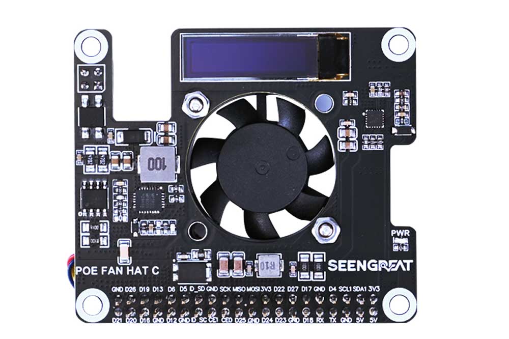 Power over Ethernet HAT for Raspberry Pi 5 with OLED Display and Fan POE HAT Module