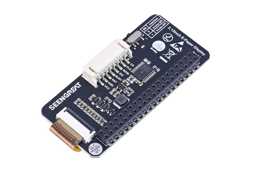 E-Ink Display HAT for Raspberry Pi 2.13inch 122x250 Global and Partial Refresh Monochrome E-Paper