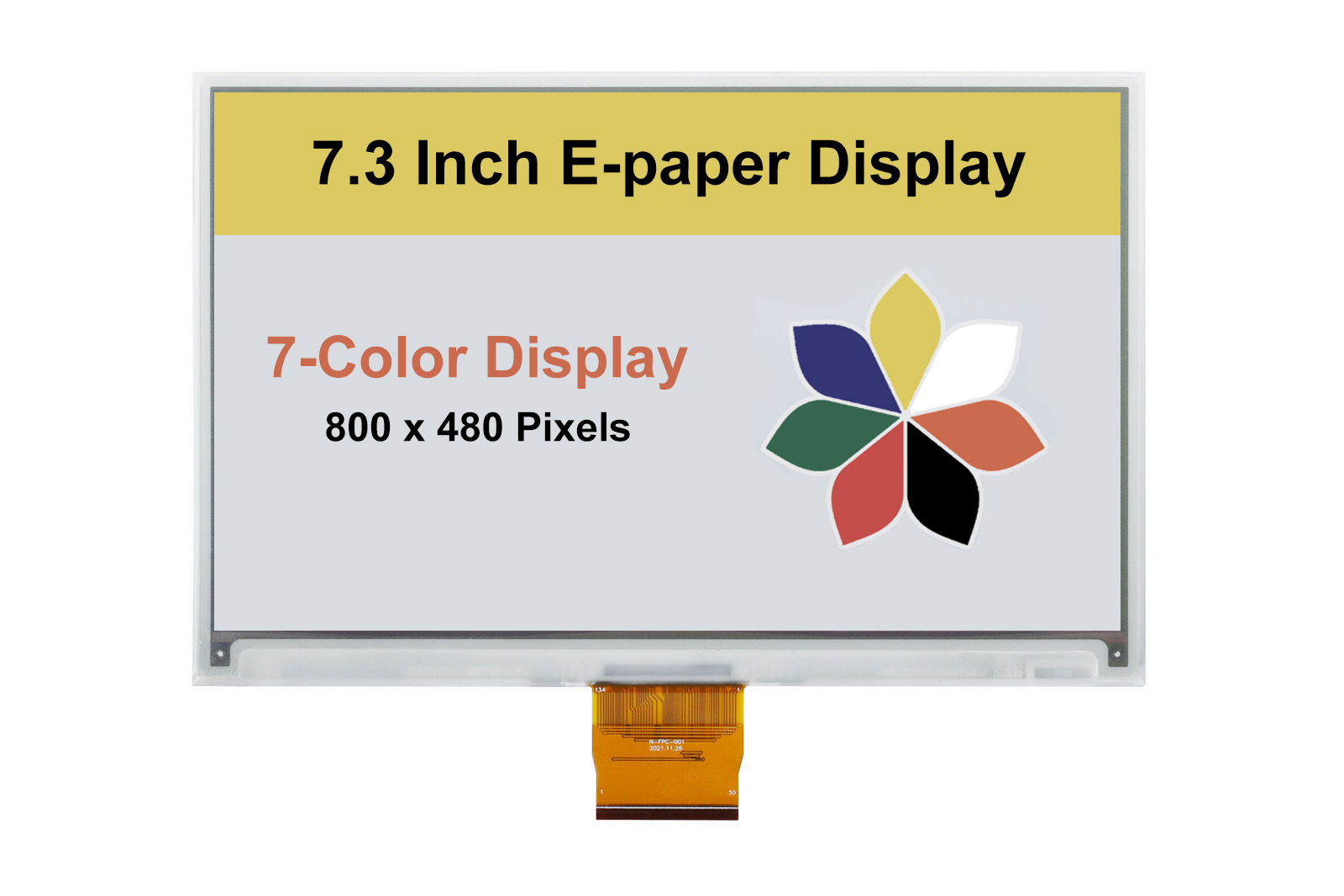 7.3inch E-Paper Display 7-Color E-Ink Raw Display Module, 800×480 Resolution