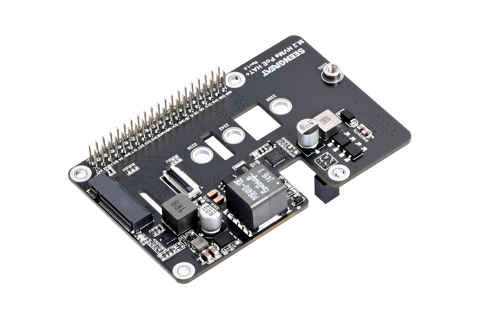 Raspberry Pi 5 NVMe Protocol M.2 SSD Interface with PoE Expansion Board (Raspberry Pi HAT+ Protocol)