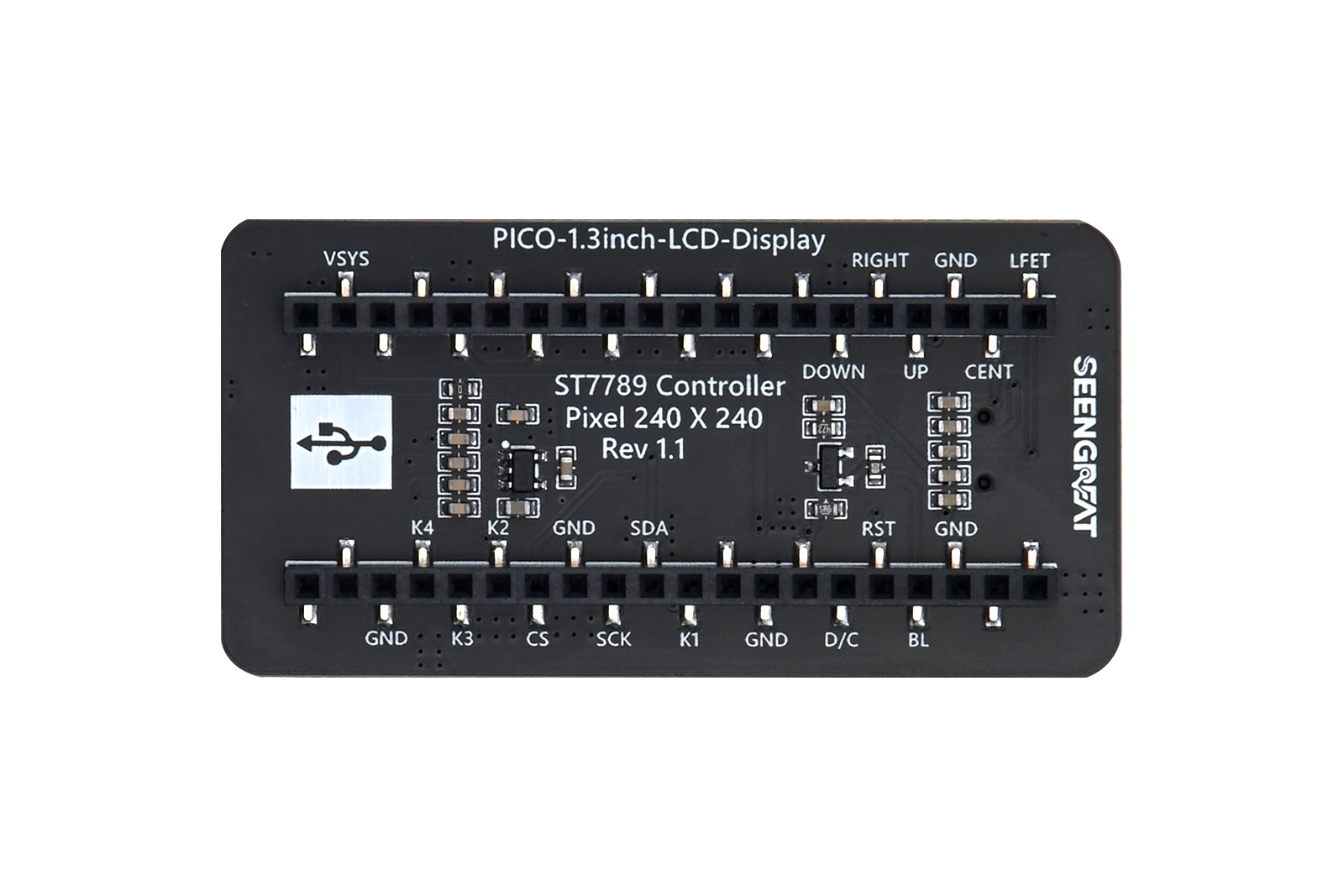 Pico 1.3inch LCD Display Module, 240x240 SPI Screen, ST7789 Controller