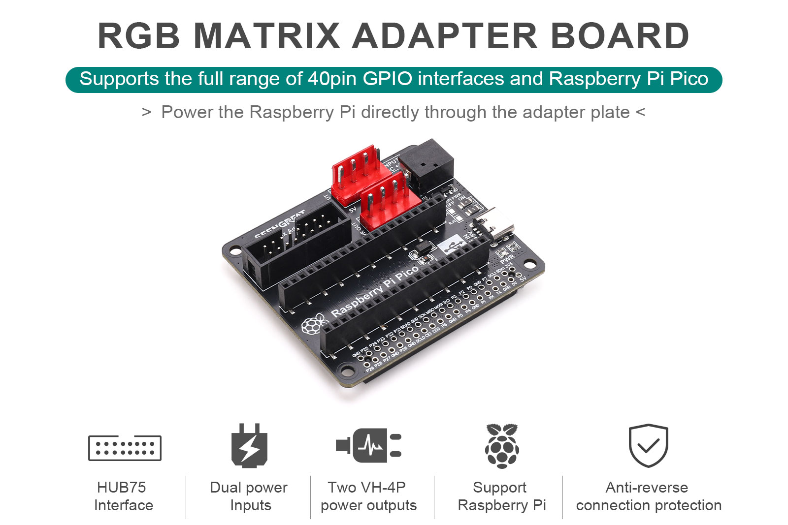 RGB Matrix Adapter Board for Easily Connect the RGB LED Matrix Panel to Raspberry Pi