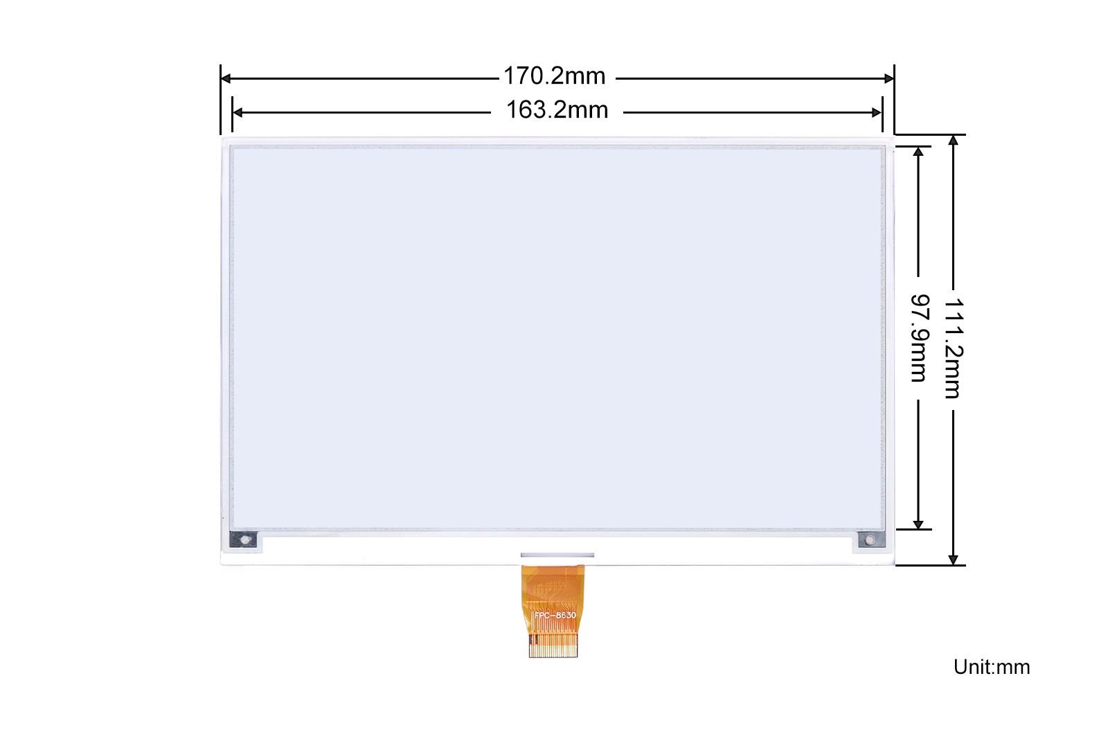 7.5inch E-Paper RBW, 800x480 Tri-Color (Red Black White) SPI E-Ink Screen