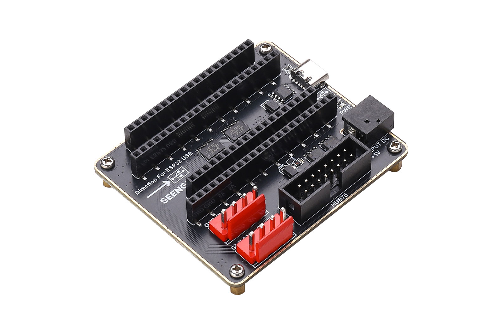 ESP32 RGB Matrix Panel Adapter Board, Dual Power Input (USB-C/DC Jack) HUB75 Interface Shield