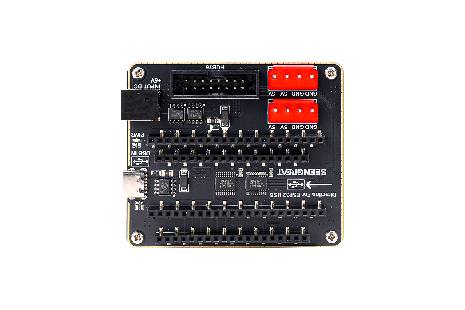 ESP32 RGB Matrix Panel Adapter Board, Dual Power Input (USB-C/DC Jack) HUB75 Interface Shield