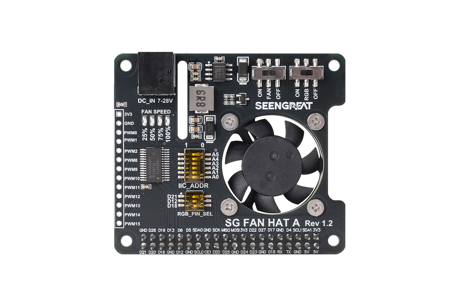 Raspberry Pi Cooling Fan Expansion Board I2C Control