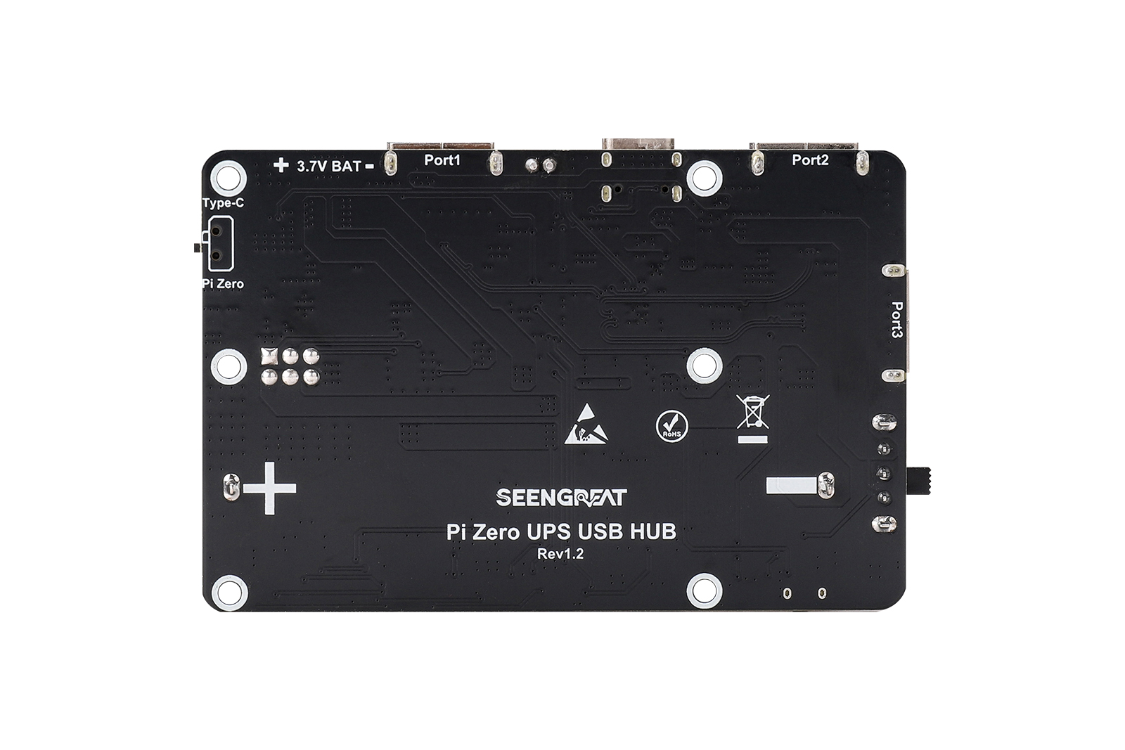 Pi Zero UPS USB HUB - Uninterruptible Power Supply with 3-Port USB 2.0 Hub