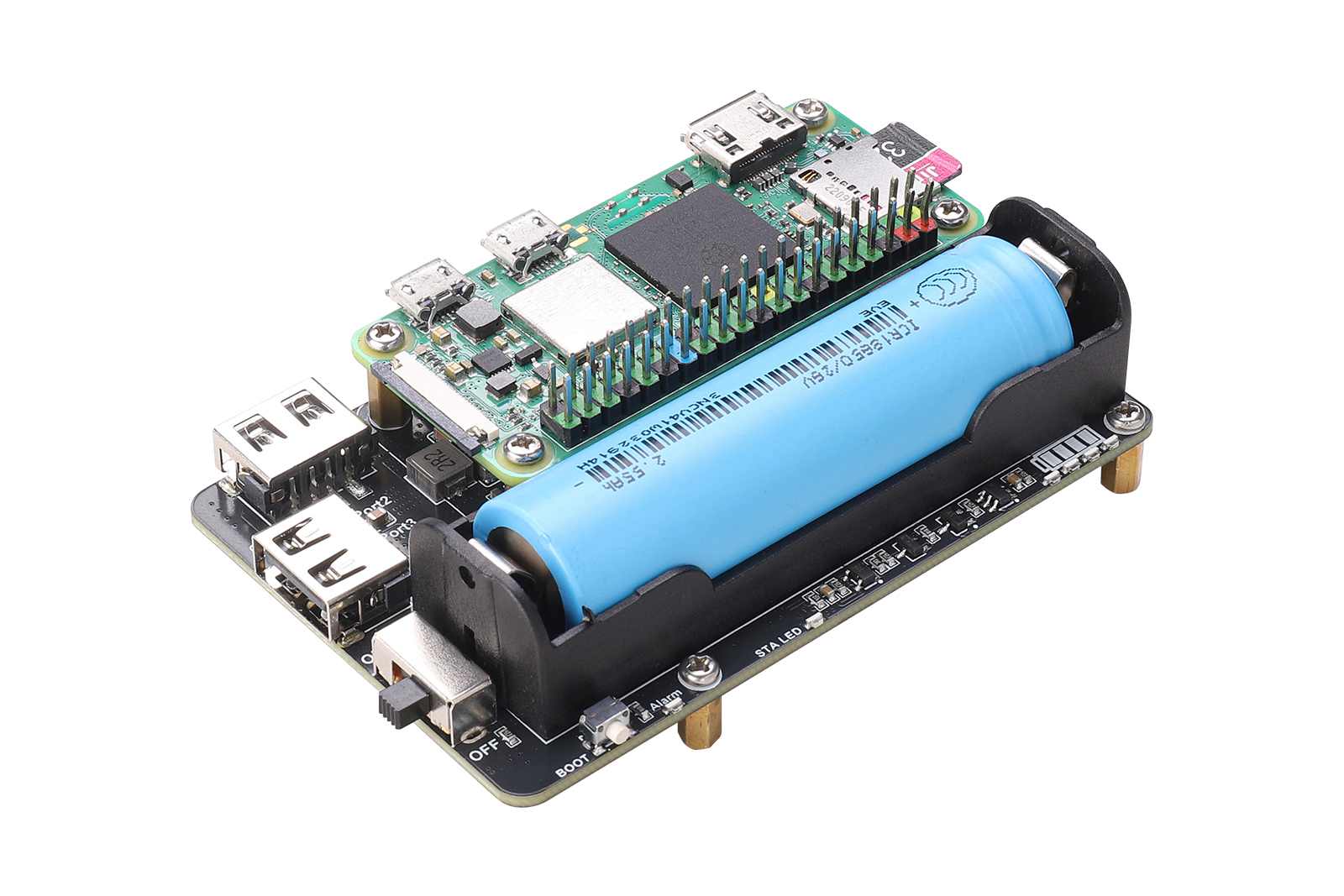 Pi Zero UPS USB HUB - Uninterruptible Power Supply with 3-Port USB 2.0 Hub