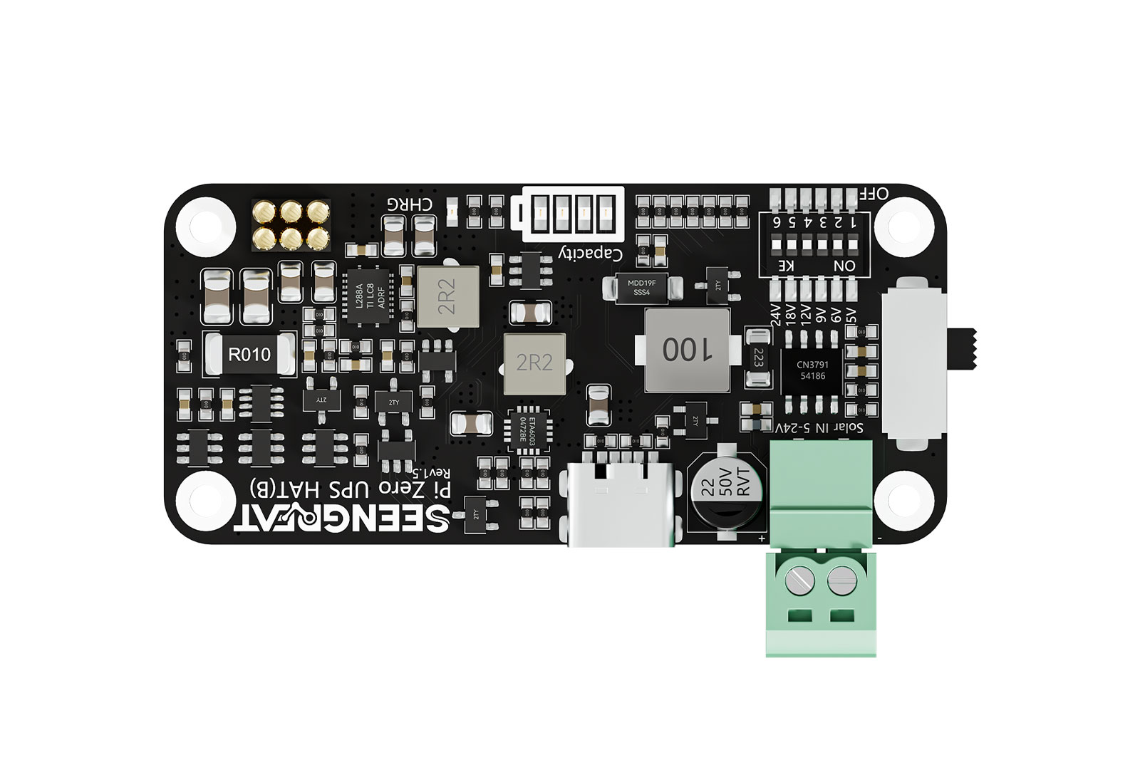 Compact UPS Power Module for Raspberry Pi Zero with Solar Input and Smart Battery Management