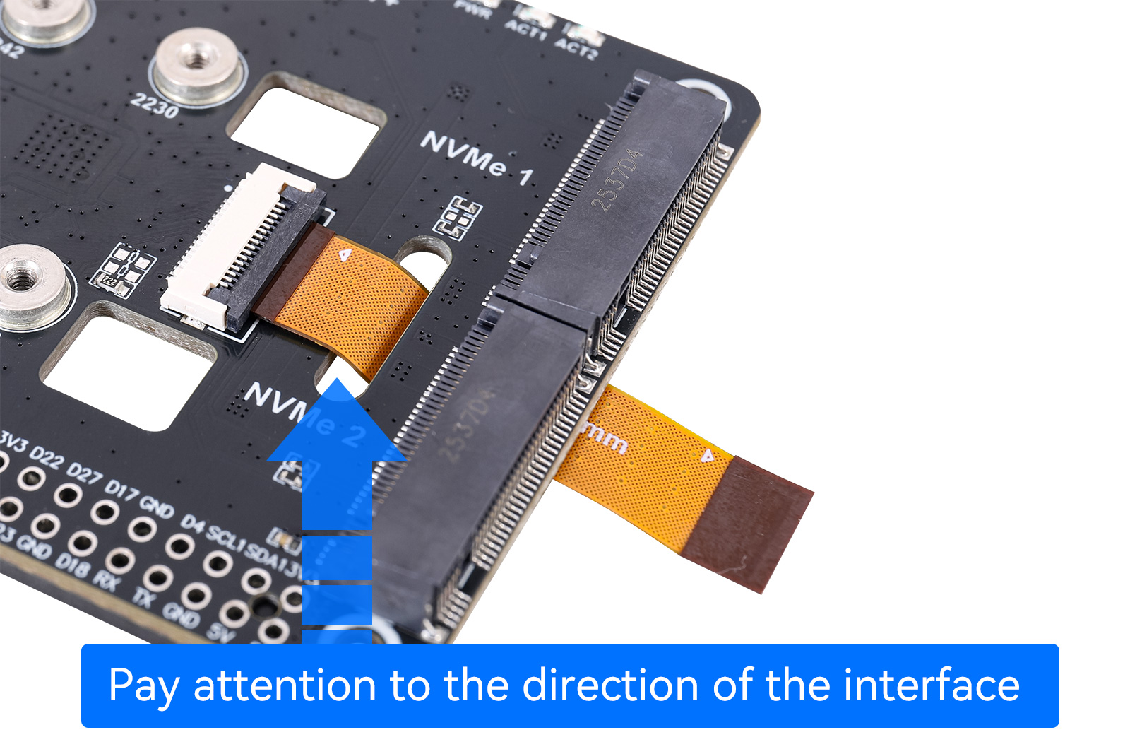 Pi 5 PCIe to Dual M.2 Adapter Board, Compatible with 2280/2260/2242/2230 NVMe SSDs, HAT+ Standard