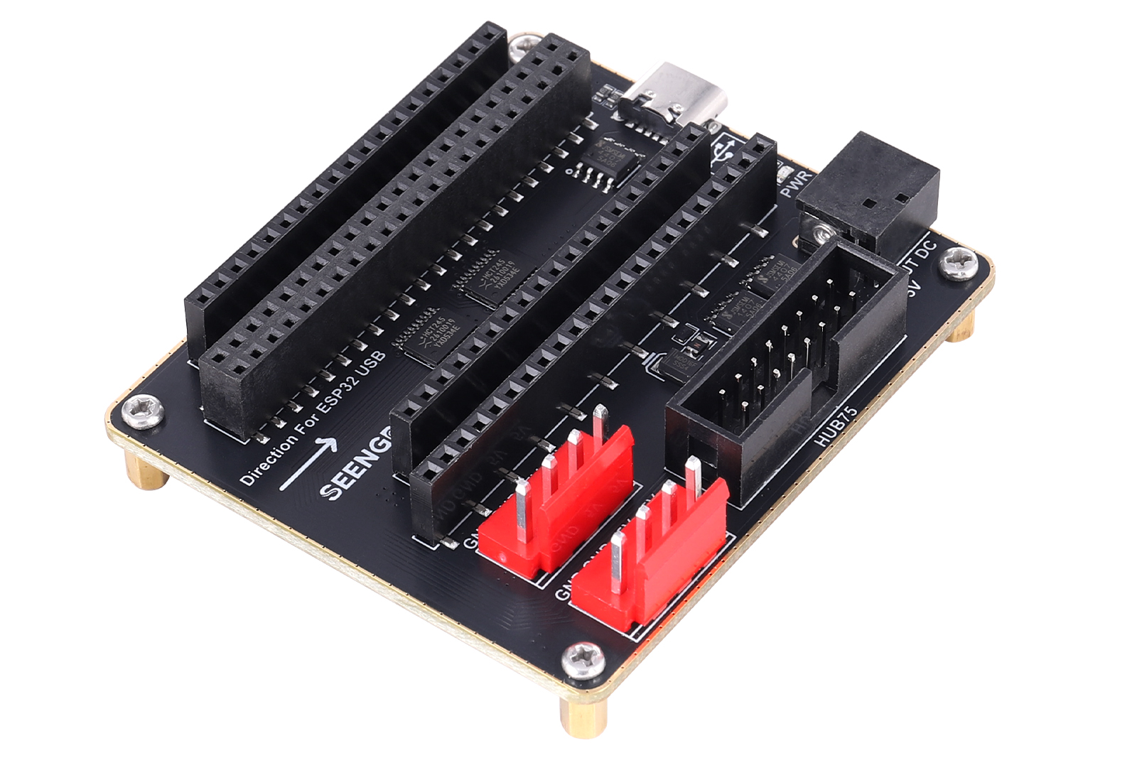 ESP32 RGB Matrix Panel Adapter Board, Dual Power Input (USB-C/DC Jack) HUB75 Interface Shield