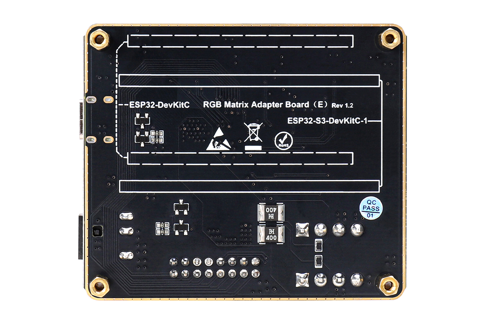ESP32 RGB Matrix Panel Adapter Board, Dual Power Input (USB-C/DC Jack) HUB75 Interface Shield