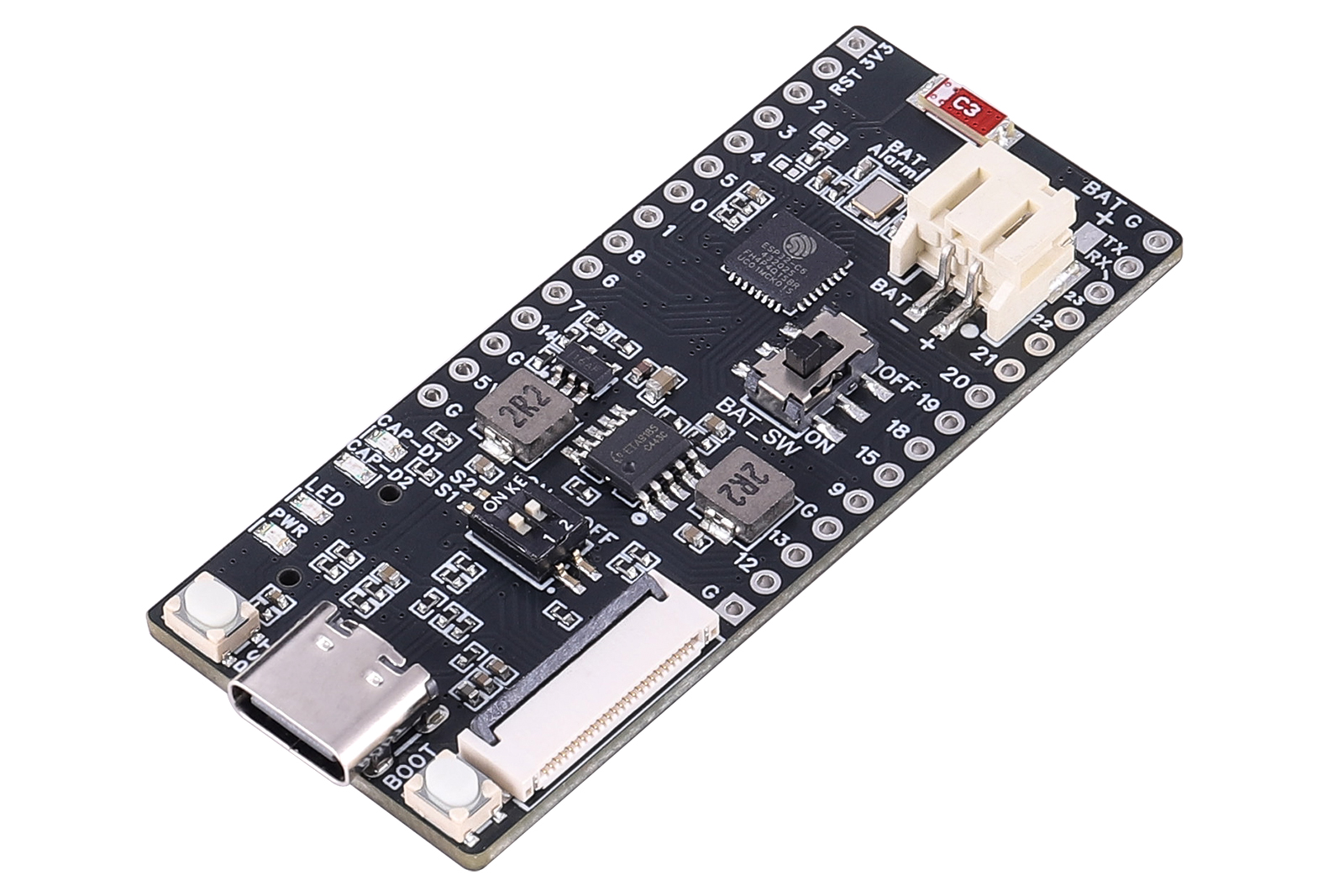 ESP32-C6 Wireless E-Paper Controller Board with 24P FPC, Micro SD Slot, USB-C & Li-ion Charger