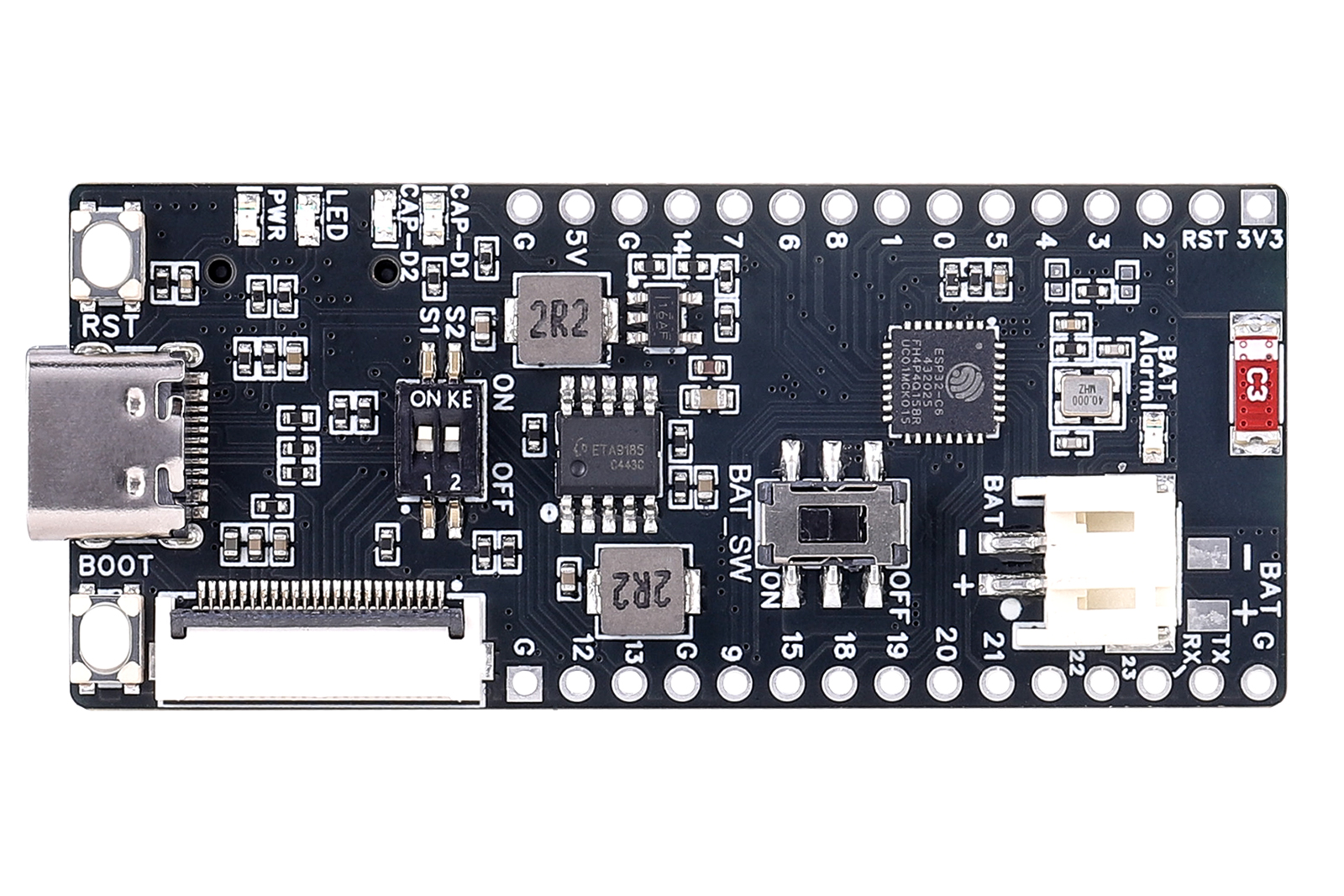 ESP32-C6 Wireless E-Paper Controller Board with 24P FPC, Micro SD Slot, USB-C & Li-ion Charger