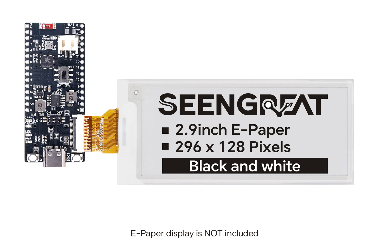ESP32-C6 Wireless E-Paper Controller Board with 24P FPC, Micro SD Slot, USB-C & Li-ion Charger