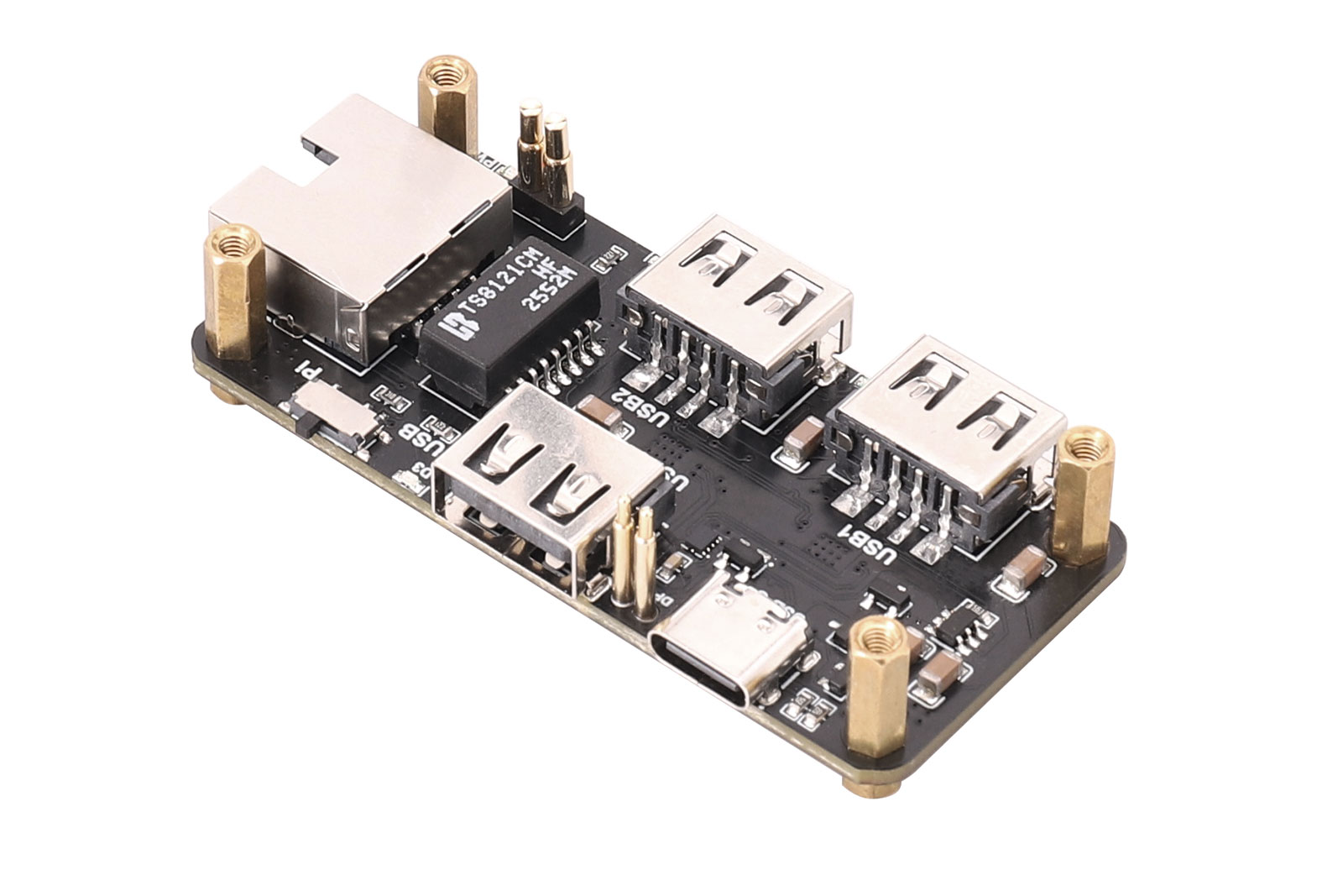 USB HUB ETH HAT (U3E100) for Raspberry Pi Zero, 3-Port USB 2.0 Hub + 10/100M Ethernet Adapter