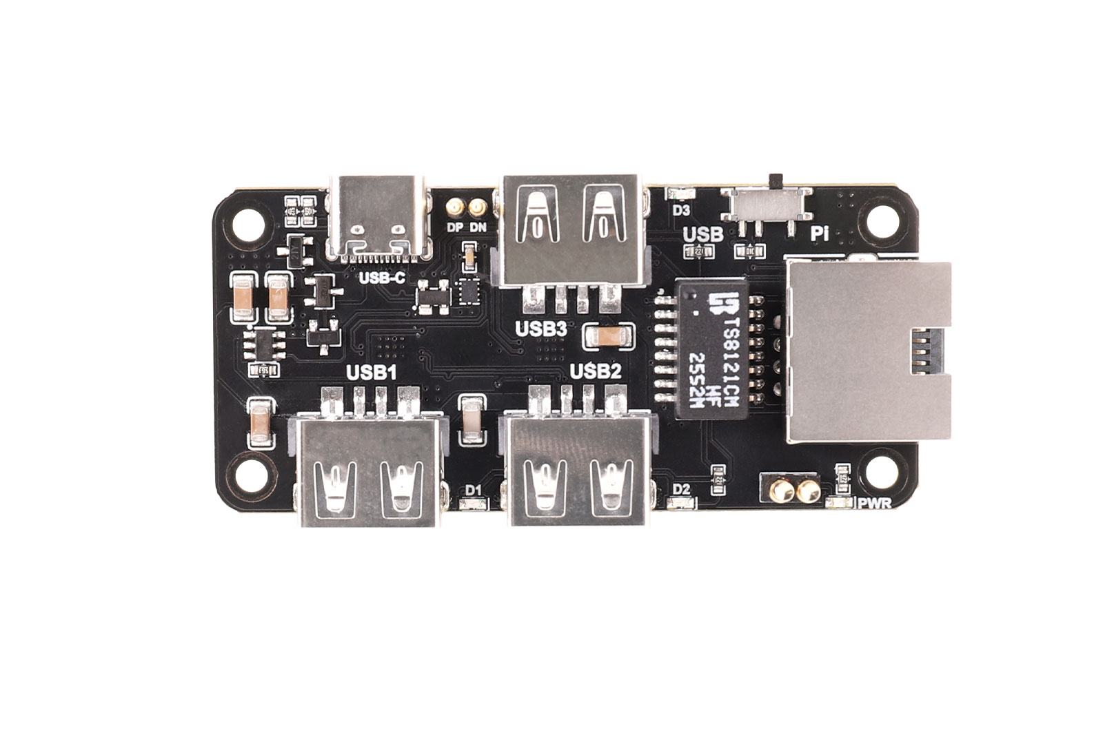 USB HUB ETH HAT (U3E100) for Raspberry Pi Zero, 3-Port USB 2.0 Hub + 10/100M Ethernet Adapter