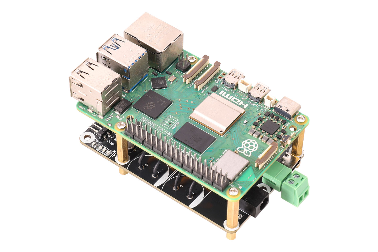 SCap UPS Board – Supercapacitor UPS Module, 5V Output, 5V–24V Input