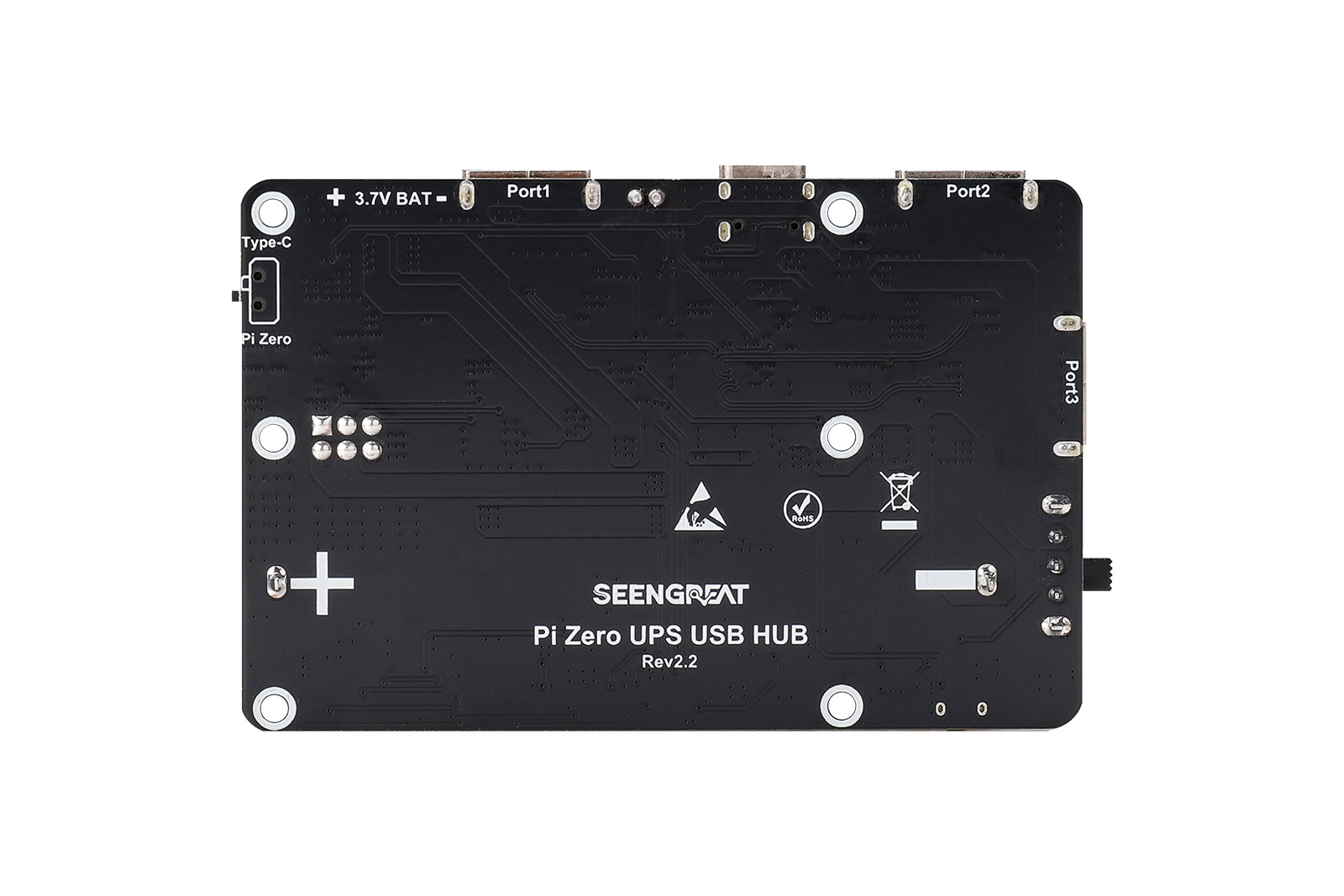 Pi Zero UPS USB HUB - Uninterruptible Power Supply with 3-Port USB 2.0 Hub