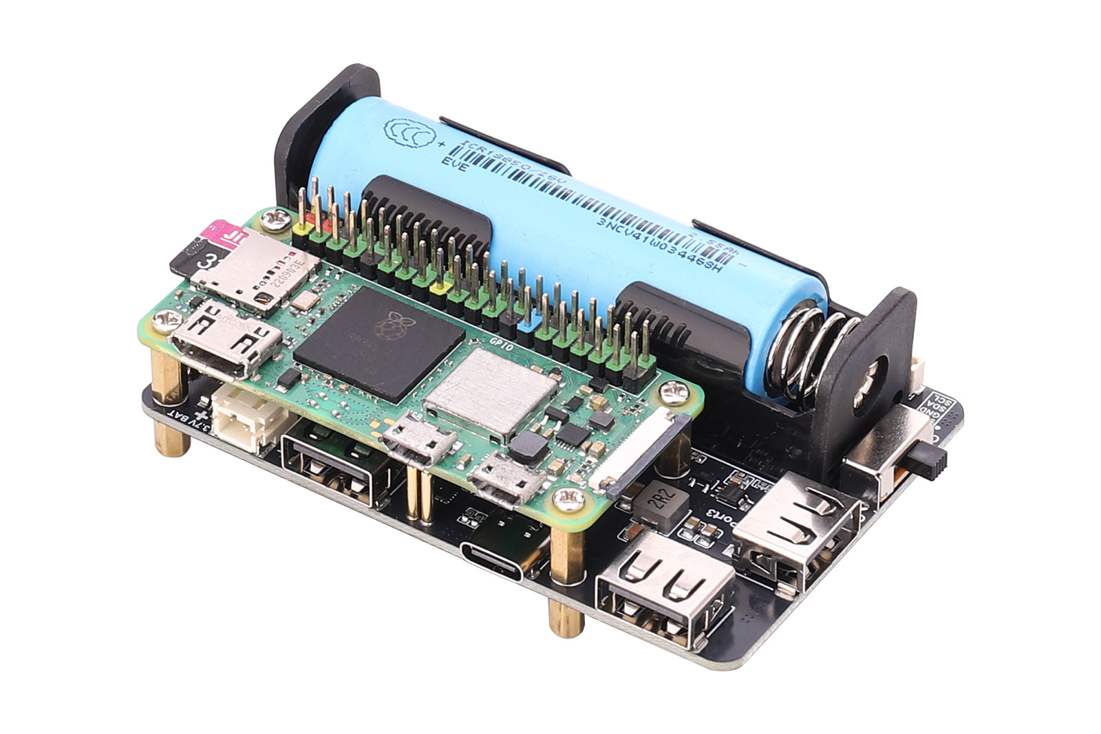 Pi Zero UPS USB HUB - Uninterruptible Power Supply with 3-Port USB 2.0 Hub