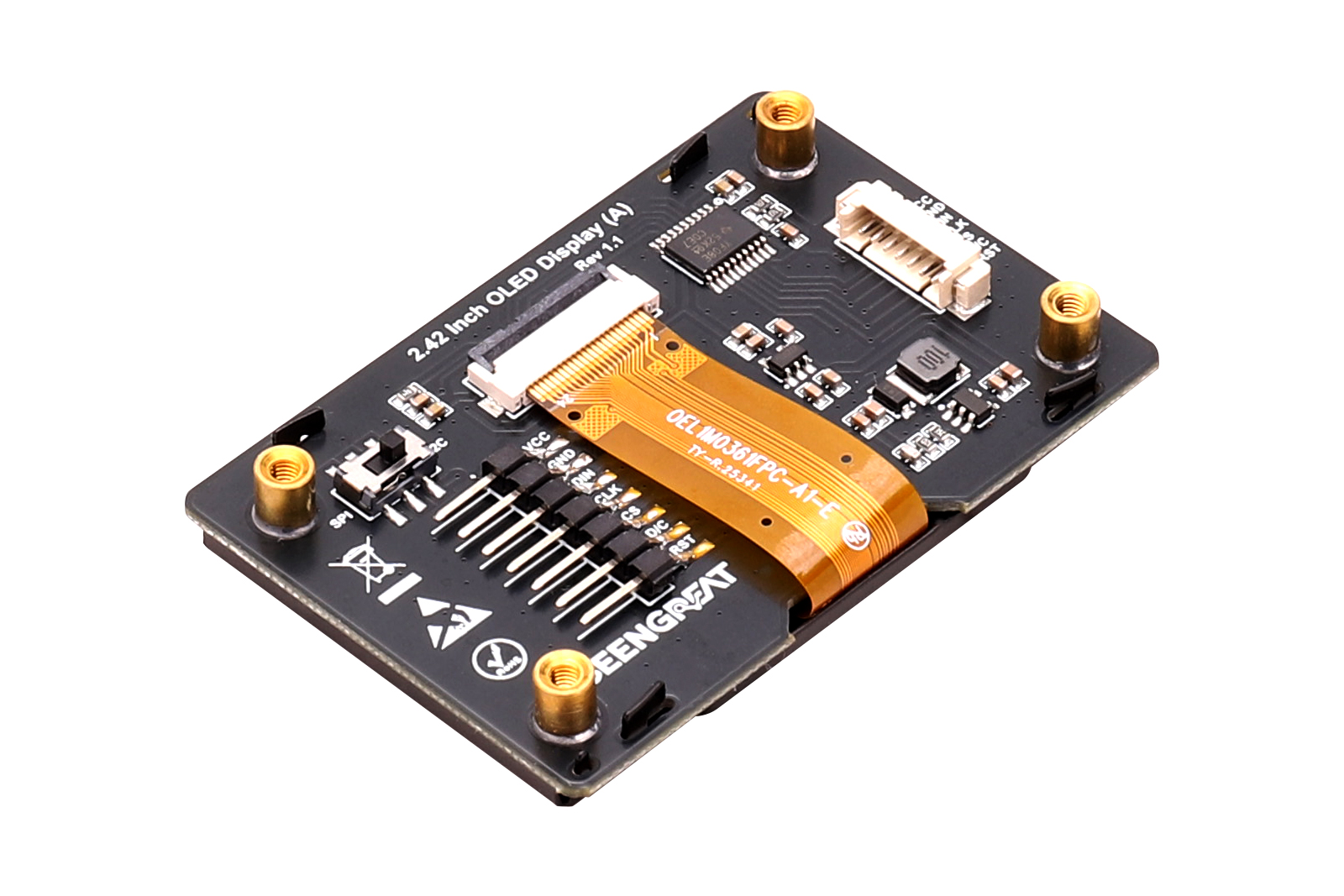 2.42 Inch OLED Display 128 x 64 Pixels Black and Yellow Supports SPI/ I2C Communication