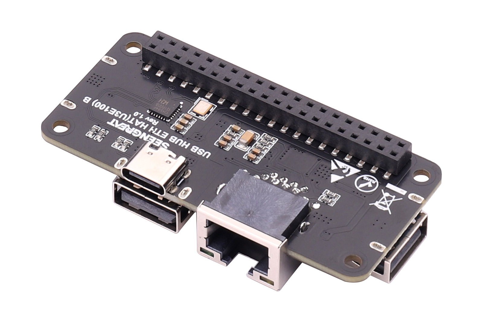SEENGREAT USB HUB ETH HAT (U3E100) B for Raspberry Pi Zero, 3x USB 2.0 Ports + 10100M RJ45 Ethernet,