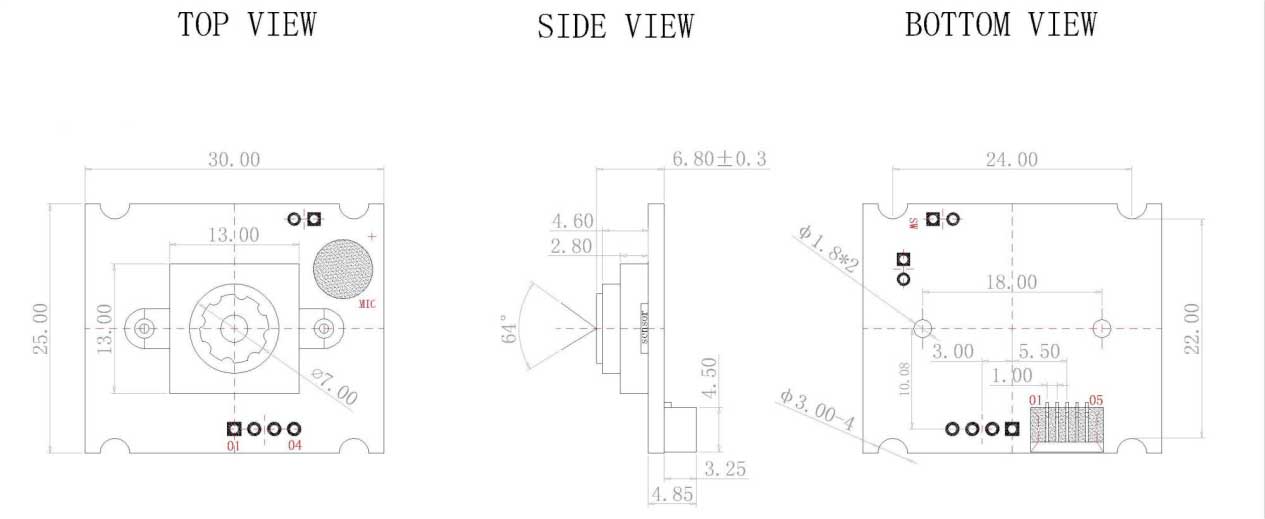 OV3660 U3M 64 Dimensions Diagram