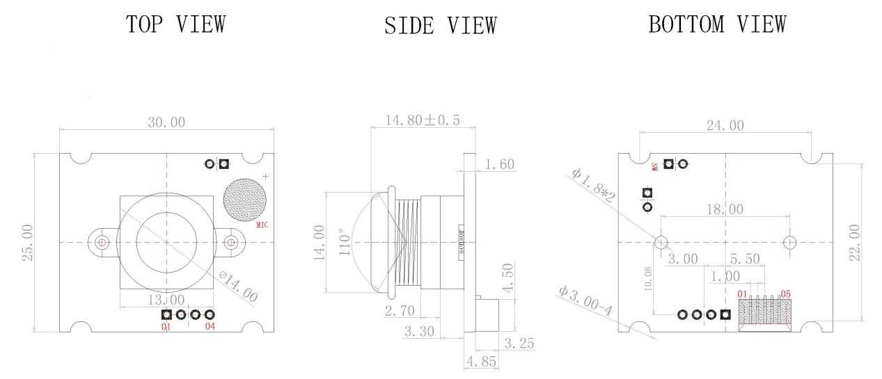 OV3660 U3M 110 Dimensions Diagram