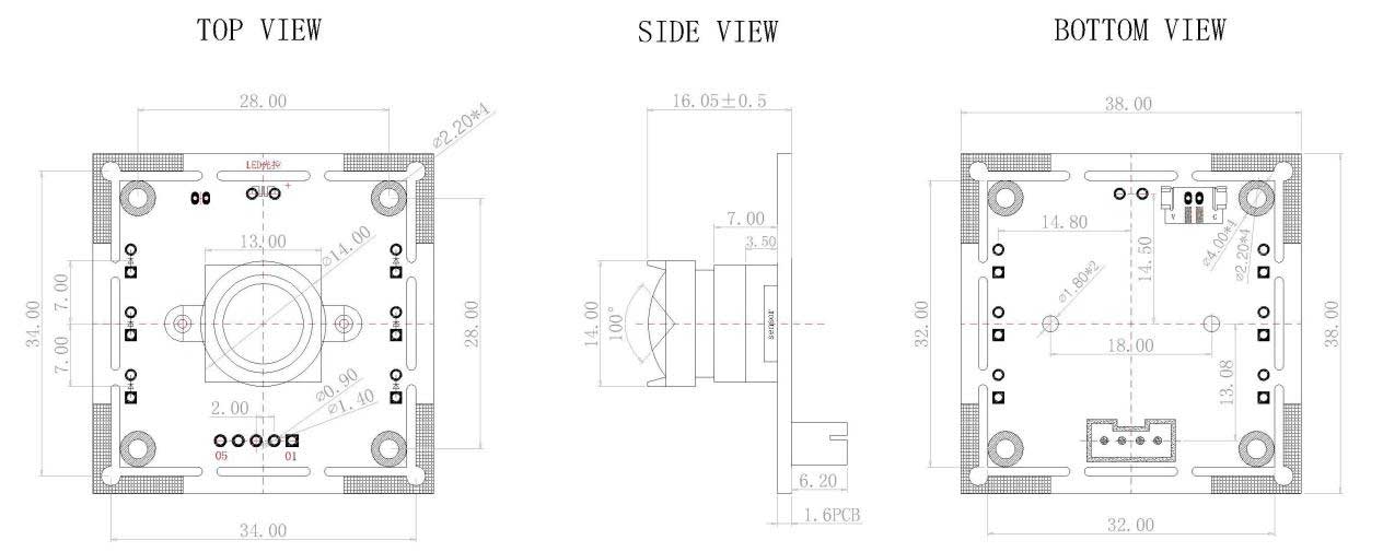 OV9732 U1M 100 Dimensions diagram