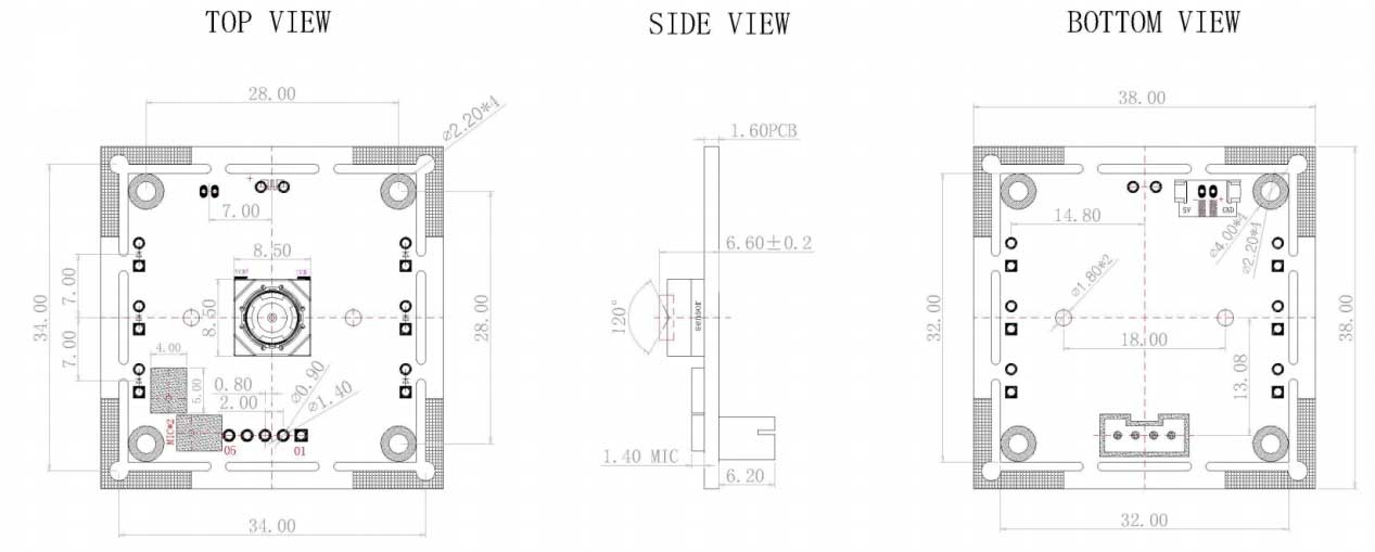 OV5693 U5M 120 AFDimensions Diagram