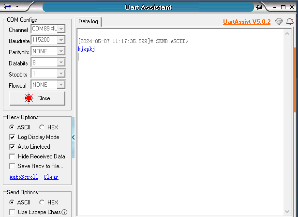 PC Serial Assistant Sending Data