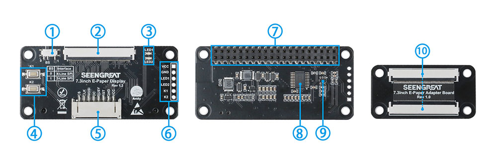 Resource Introduction of the 7.3-inch E-Paper Display Driver Board