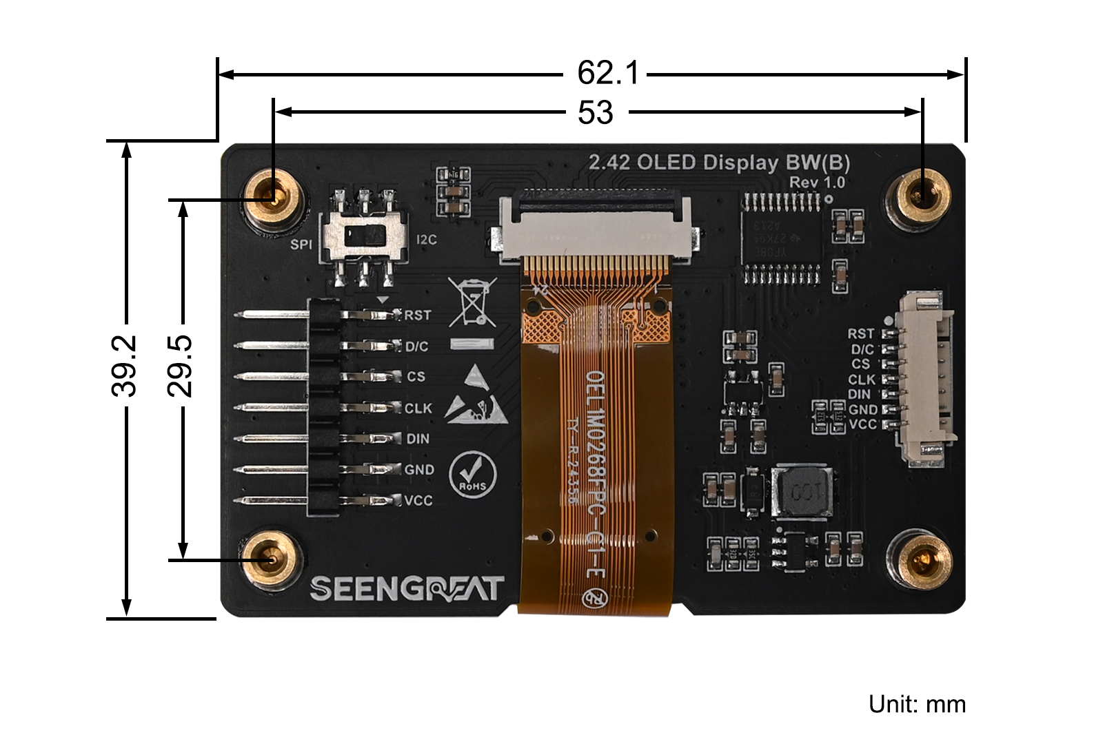 Figure1-4 2.42inch OLED Display BW(B) size diagram